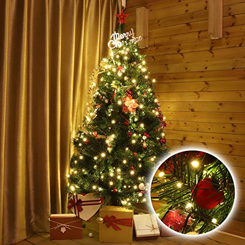 Weihnachtsbeleuchtung im Bild: SALCAR 2m Christbaumbeleuchtung mit Ring und 8 Girlanden