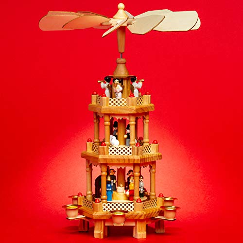 SIKORA P34 Klassische Holz Weihnachtspyramide mit 3 Etagen