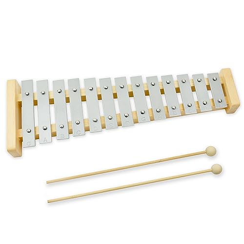 A-Star 13-Noten-Sopran-Glockenspiel-Xylophon mit silbernen Tasten und zwei Holzschlägeln
