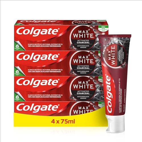 Colgate Zahnpasta Max White Charcoal 4x75ml
