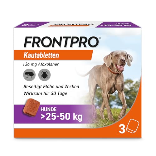 Frontline Frontpro 136 mg für Hunde 25-50 kg 3 Kautabletten