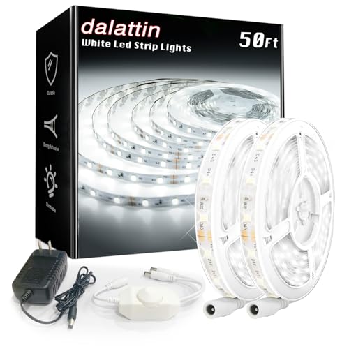 dalattin White LED Strip Lights 50ft