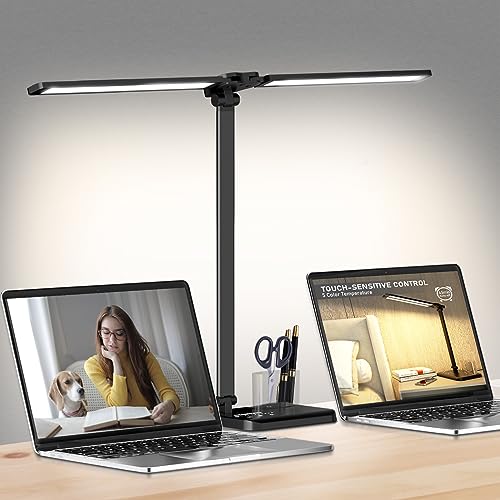 CHARYJOD Dimmable LED Desk Lamp with USB Charging Port