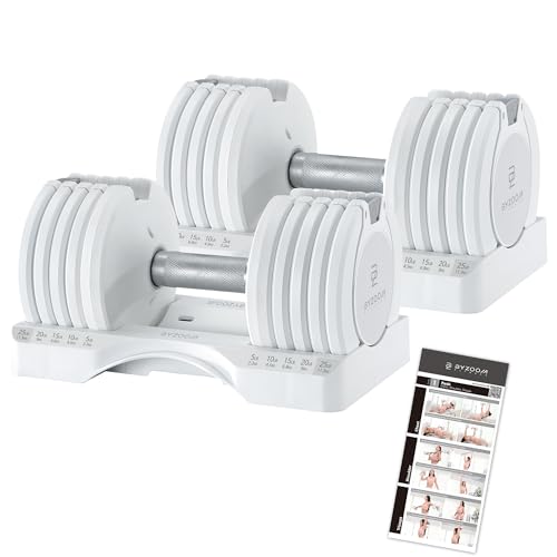 ByZoom Fitness Adjustable Dumbbell 25lb Set of 2 Weight