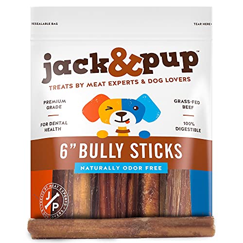 Jack&Pup 6 Inch Bully Sticks for Medium Dogs