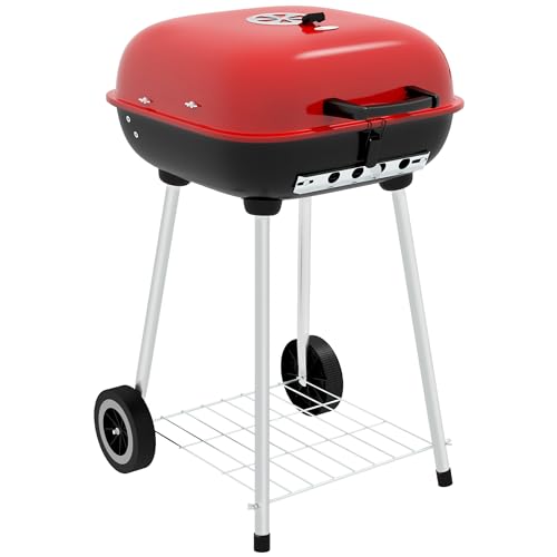 Outsunny Portable Charcoal Grill with Bottom Shelf