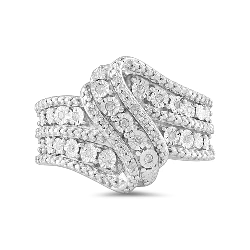 Amazon Collection Sterling Silver Diamond 3 Row