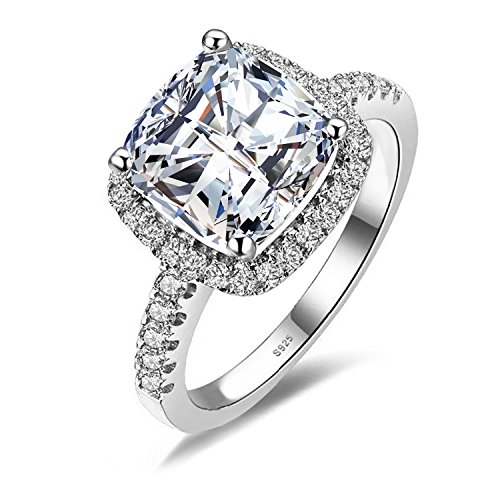 JewelryPalace 3ct Cushion Cut Halo Engagement Rings for Women