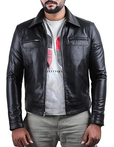Laverapelle Men's Genuine Lambskin Leather Jacket (Black, Extra Large, polyester Lining)