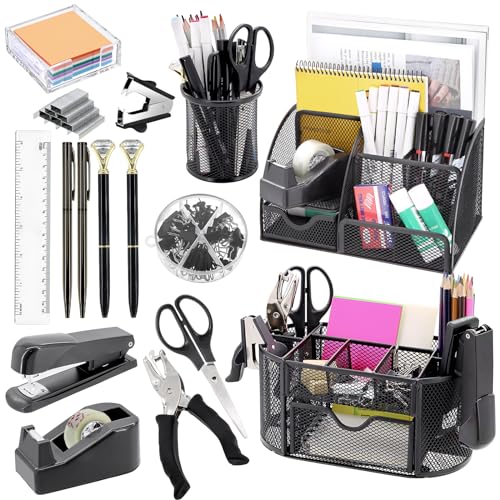 Froidesente 17 in 1 Black Desk Organizers and Accessories Set