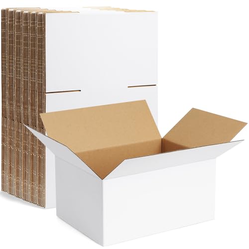 Famagic 10 Pack 8x6x4 Inch White Small Cardboard Boxes