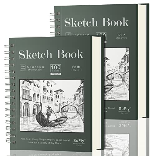GiftExpress Pack of 12 Letter Size Sketch Book Bound Spiral Premium Sketch Pads Set, Pencil Sketch Book 30 Sheets Each, 8.5 inch x 11 inch Side Wire