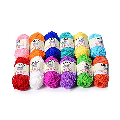 LIHAO 12 Skeins Mini Yarn for Knitting Crochet Craft