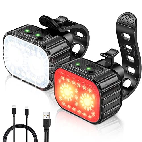 Cuvccn Bike Lights, Rechargeable Bicycle Lights
