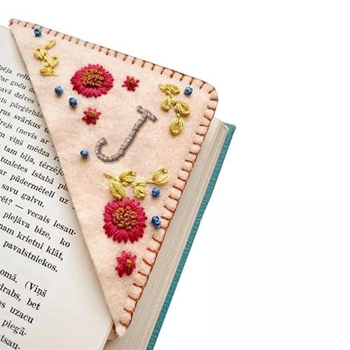 MOTEERLLU Personalized Hand Embroidered Corner Bookmark