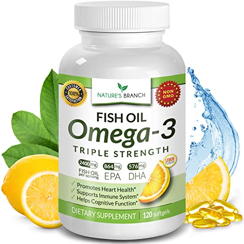 Nature's Branch Best Triple Strength Omega 3 Fish Oil Pills 2400mg