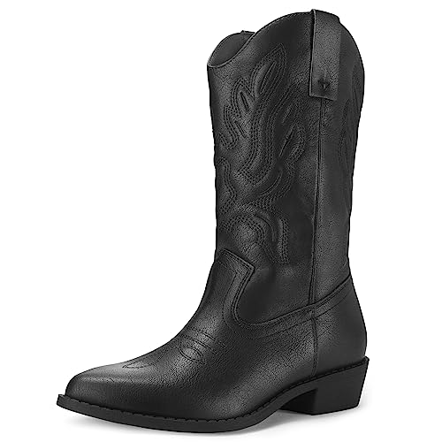 mysoft Women's Western Cowboy Boots Embroidered Mid