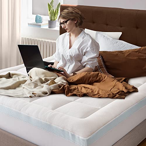 Pictured Most Comfortable Mattress Topper: ELEMUSE Dual Layer 3 Inch Memory Foam Mattress Topper King