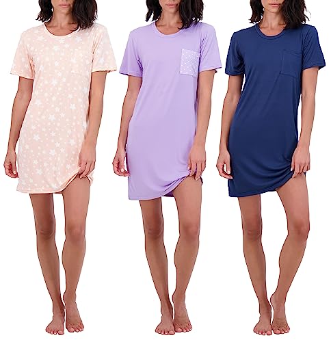 Real Essentials 3 Pack Nightgowns Women Adult
