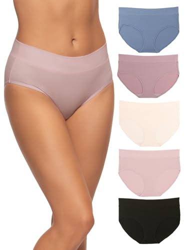 LYYTHAVON Womens Underwear Soft Breathable Cotton Brief Ladies Panties  5-Pack