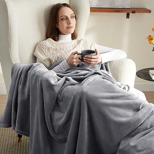 Pictured Most Comfortable Throw Blanket: Bedsure Fleece Throw Blanket for Couch Grey