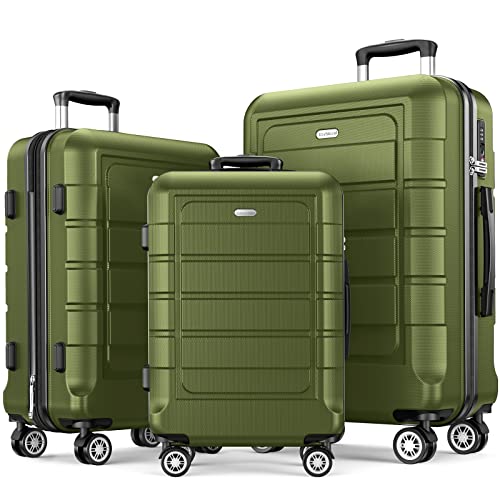 SHOWKOO Luggage Sets Expandable PC+ABS Durable