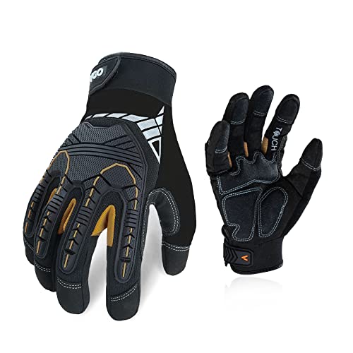 Vgo... 1-Pair Heavy-Duty Synthetic Leather Work Gloves