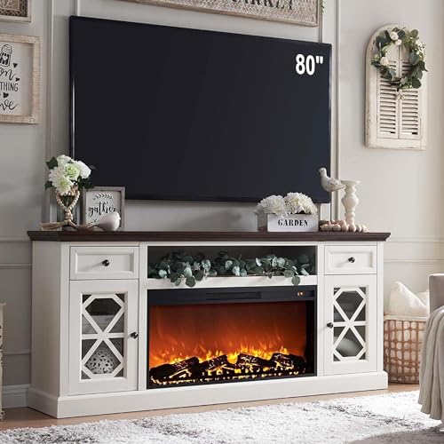 SinCiDo Farmhouse Fireplace TV Stand with 36"