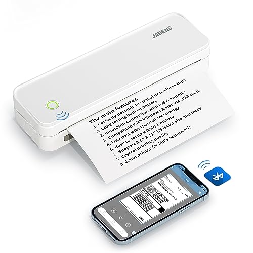JADENS Portable Printers Wireless for Travel
