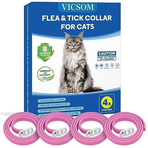 VICSOM 4 Pack Flea Collar for Cats