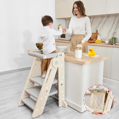 Pictured Safest Toddler Tower: Forbena Foldable Toddler Tower Kitchen Learning
