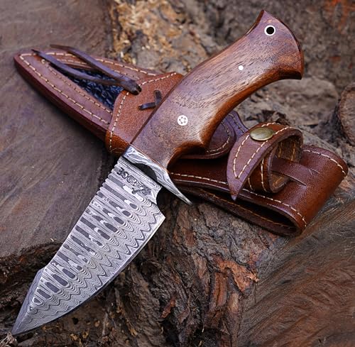 4 EDGE KNIVES Damascus hunting knife fixed blade