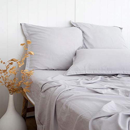 PANDATEX Light Grey Linen-Textured Bed Sheets Set