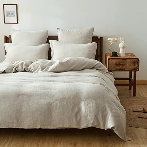 Simple&Opulence 100% Linen Duvet Cover Set with Washed