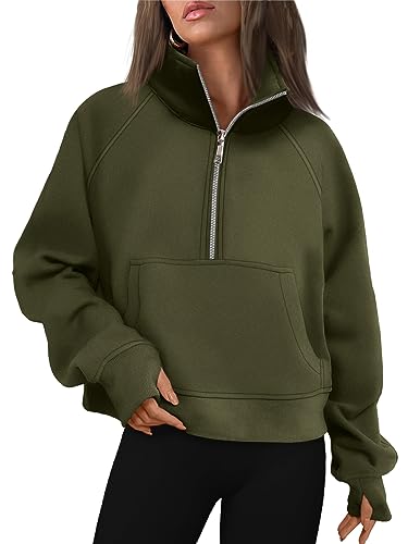 AUTOMET Womens Sweatshirts Half Zip Cropped