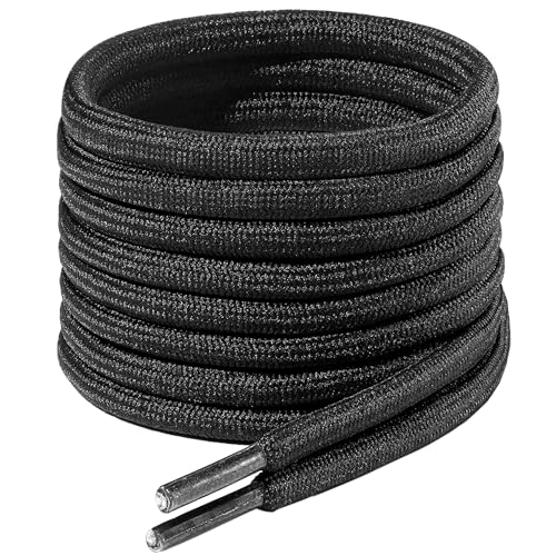 7STROBBS 2 Pairs Round Black Work Boot Laces Heavy Duty