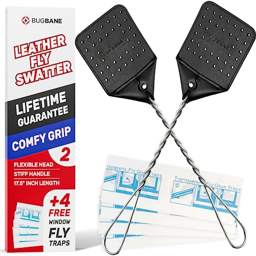 BugBane Leather Fly Swatter Manual 2pk
