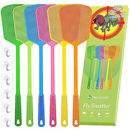 Kensizer 6-Pack Plastic Fly Swatters Heavy Duty