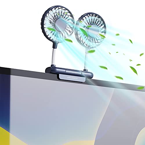 THRRLY Desktop Fan, Monitor Clip on Fan with 2 Fan Heads