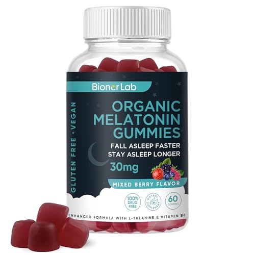 BionerLab Organic Melatonin Gummies (30mg) Enhanced