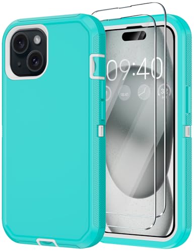 Annymall for iPhone 15 Case with 2 Screen Protector