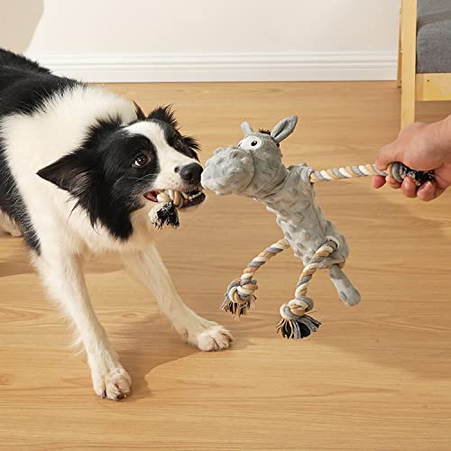 Pictured Toughest Soft Dog Toy: Sedioso Tug of War Dog Plush Toy with Ropes