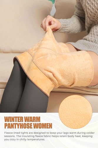 VERO MONTE Womens Opaque Fleece Lined Tights - Thermal Winter Tights